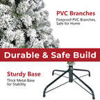 6Ft Snow Flocked Hinged Artificial Christmas Tree, White