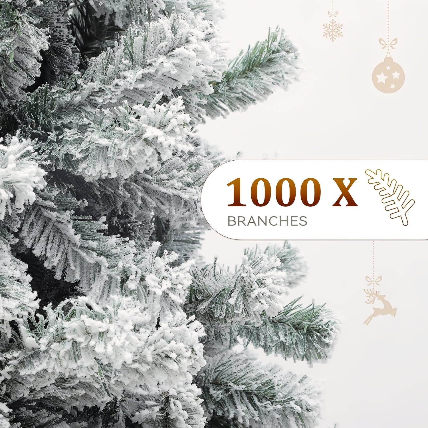 6Ft Snow Flocked Hinged Artificial Christmas Tree, White