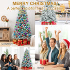 6Ft Snow Flocked Hinged Artificial Christmas Tree, White