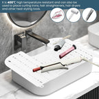 Foldable Bathroom Sink Top Cover - Heat Resistant Silicone Mat & Makeup Mat (White)