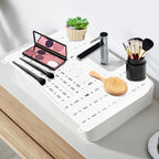 Foldable Bathroom Sink Top Cover - Heat Resistant Silicone Mat & Makeup Mat (White)