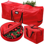 3Pcs Christmas Tree Storage Bag, Christmas Tree Bag for 7.5 FT Artificial Trees, Durable Waterproof with Reinforced Carrying Handles (Red)