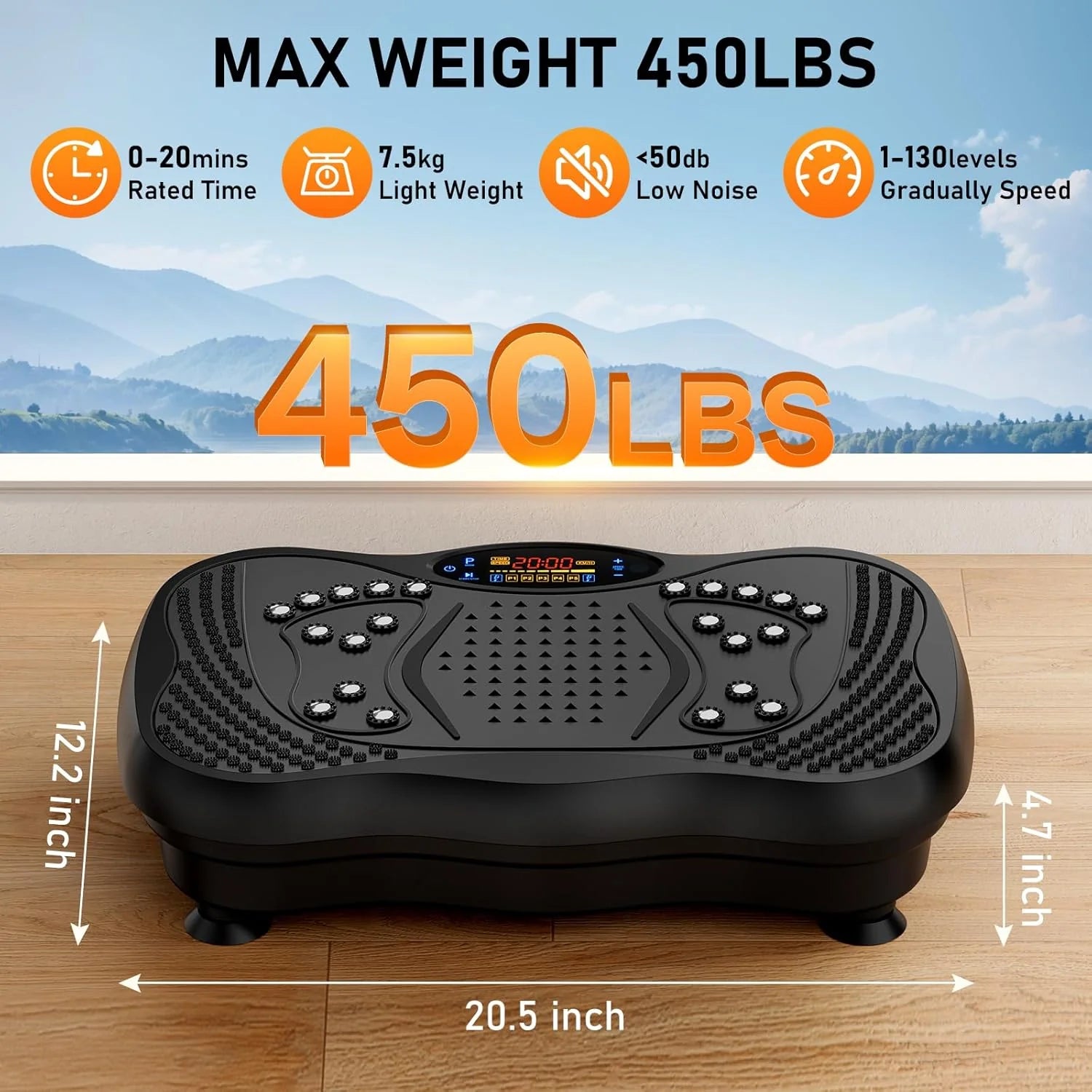 Transform Your Fitness Journey with the GLYLF Vibration Plate Exercise Machine - 130 Levels for Full Body Workouts, Lymphatic Drainage & Weight Loss, 450 Lbs Capacity, Bluetooth & Resistance Bands Included!