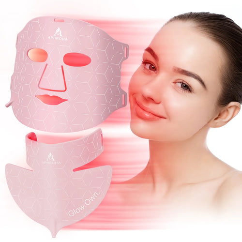 Aphrona 460-LED Face & Neck Mask with 7-Color Infrared Light Therapy Red & Blue Light Therapy Hands-Free for Home & Travel Skincare Gift for All Skin Types Multi-Color Daily Care Facial