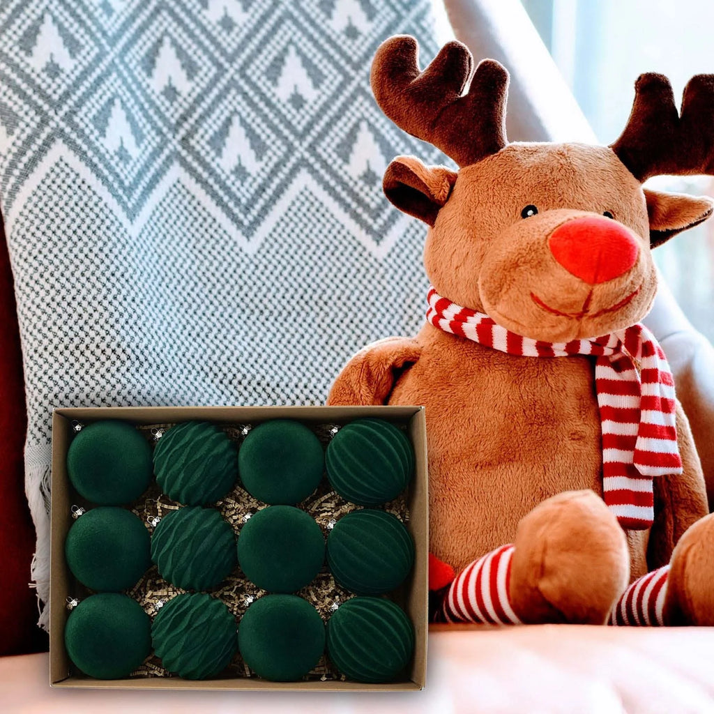 Christmas Ball Ornaments 6Cm Flocking Ball Christmas Ball Dark Velvet Christmas Ball Christmas Tree Decoration 12Pcs Christmas Decor