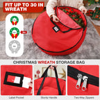 3Pcs Christmas Tree Storage Bag, Christmas Tree Bag for 7.5 FT Artificial Trees, Durable Waterproof with Reinforced Carrying Handles (Red)